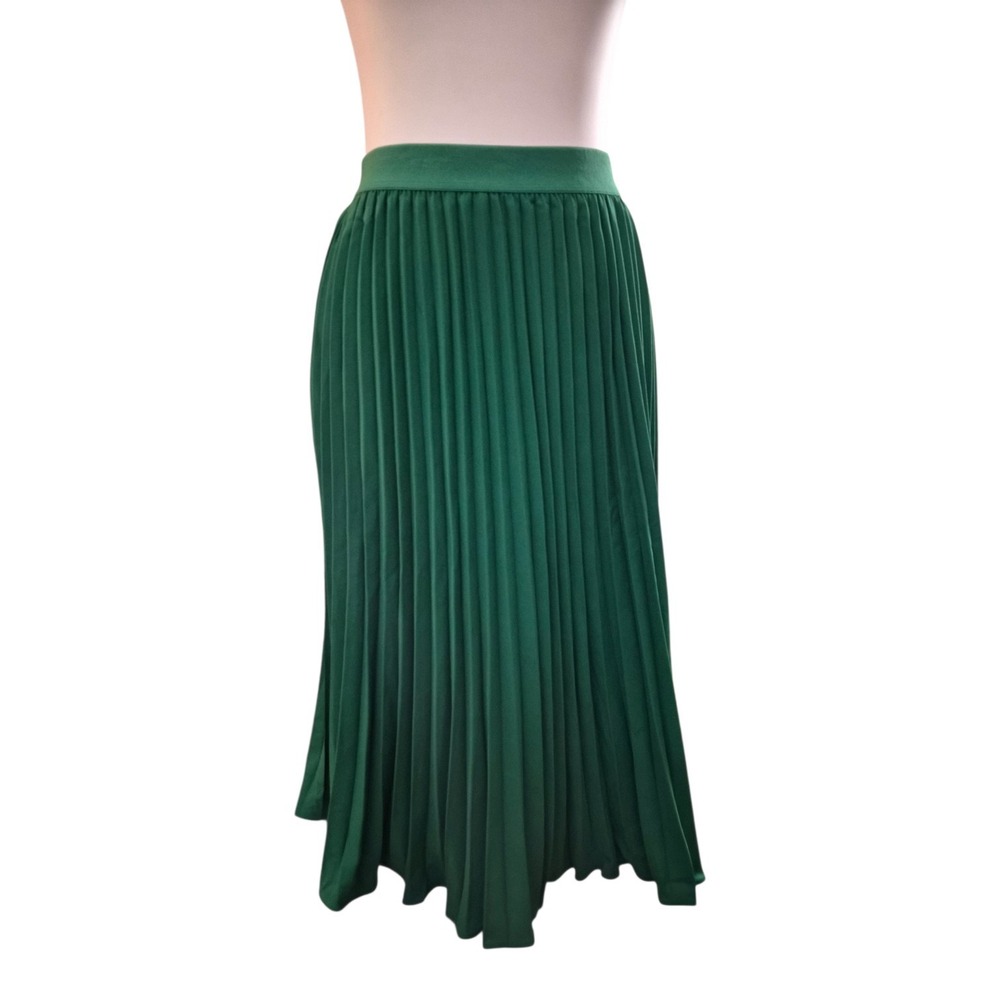 Grace Karin Green‎ Pleated Midi Skirt Elastic Waist Flowy Size M NWT